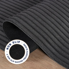 Puff Dark Gray Ribbed Ultra Soft Plush Non Slip Washable Area Rugs - Ornate Home