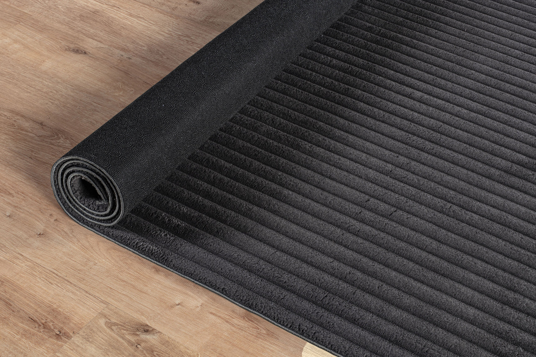 Puff Dark Gray Ribbed Ultra Soft Plush Non Slip Washable Area Rugs - Ornate Home