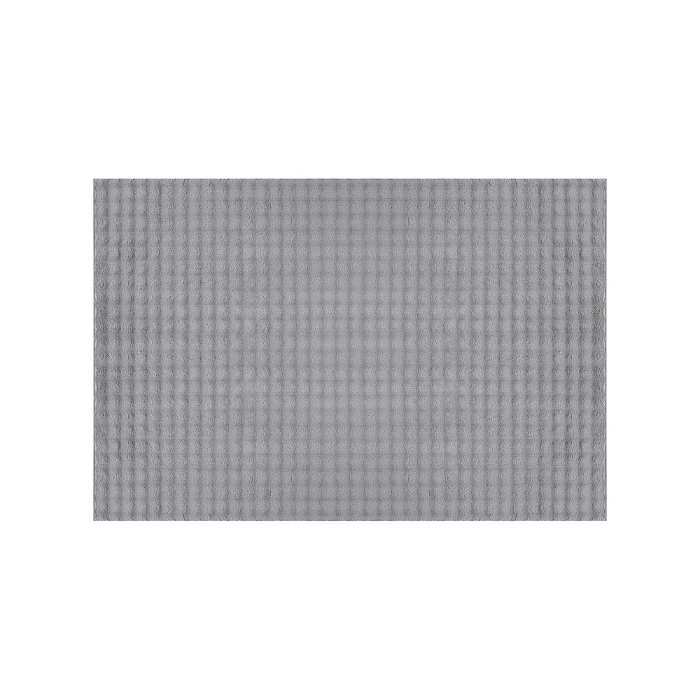 Puff Gray Checkered Ultra Soft Plush Non Slip Washable Area Rugs - Ornate Home