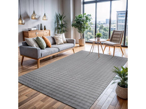 Puff Gray Checkered Ultra Soft Plush Non Slip Washable Area Rugs - Ornate Home