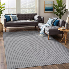 Puff Gray Ribbed Ultra Soft Plush Non Slip Washable Area Rugs - Ornate Home