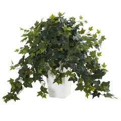 Puff Ivy Artificial Plant in White Tower Vase - Ornate Home