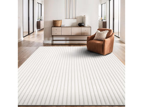 Puff White Ribbed Ultra Soft Plush Non Slip Washable Area Rugs - Ornate Home