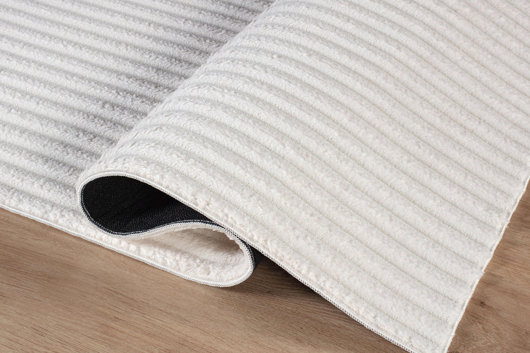 Puff White Ribbed Ultra Soft Plush Non Slip Washable Area Rugs - Ornate Home