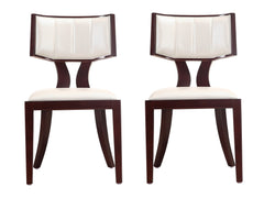 Pulitzer Dining Chair (Set of Two) in Pearl White and Walnut - Ornate Home