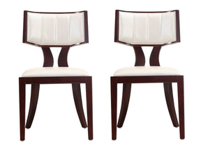 Pulitzer Dining Chair (Set of Two) in Pearl White and Walnut - Ornate Home
