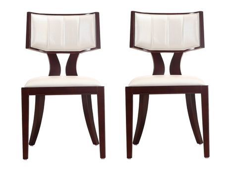 Pulitzer Dining Chair (Set of Two) in Pearl White and Walnut - Ornate Home