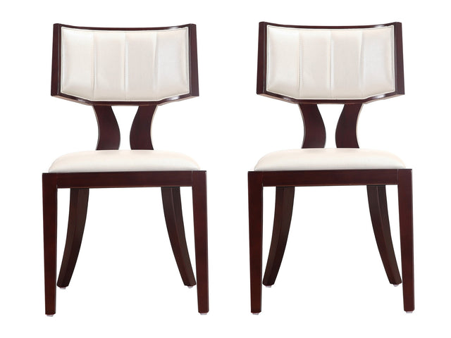 Pulitzer Dining Chair (Set of Two) in Pearl White and Walnut - Ornate Home