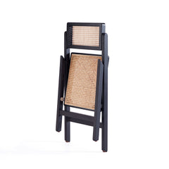 Pullman Folding Dining Chair in Black and Natural Cane (set of 2) - Ornate Home