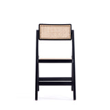 Pullman Folding Dining Chair in Black and Natural Cane (set of 2) - Ornate Home