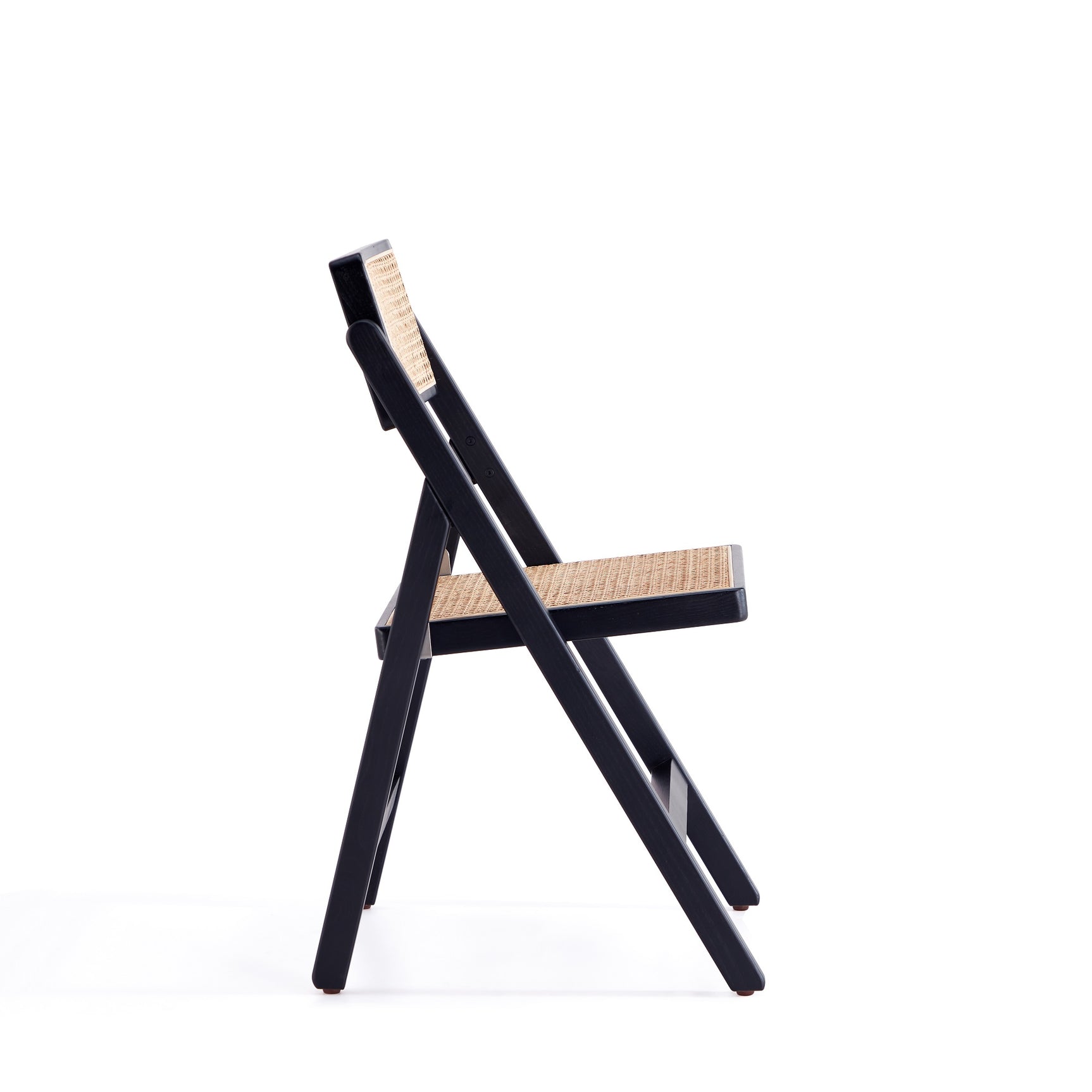Pullman Folding Dining Chair in Black and Natural Cane (set of 2) - Ornate Home