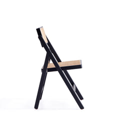 Pullman Folding Dining Chair in Black and Natural Cane (set of 2) - Ornate Home