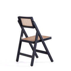 Pullman Folding Dining Chair in Black and Natural Cane (set of 2) - Ornate Home