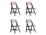 Pullman Folding Dining Chair in Black and Natural Cane (set of 4) - Ornate Home