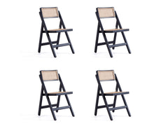 Pullman Folding Dining Chair in Black and Natural Cane (set of 4) - Ornate Home