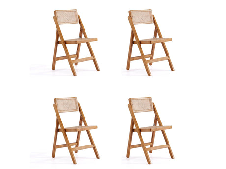 Pullman Folding Dining Chair in Nature Cane (set of 4) - Ornate Home