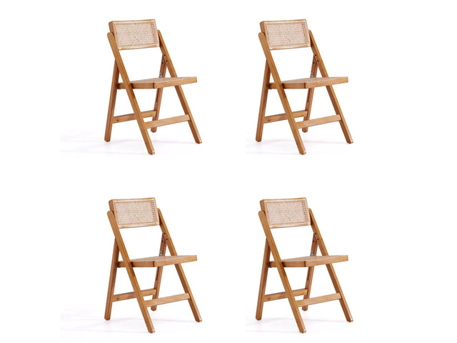 Pullman Folding Dining Chair in Nature Cane (set of 4) - Ornate Home