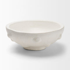 Punto White Small Paper Mache Dotted Centerpiece Bowl - Ornate Home