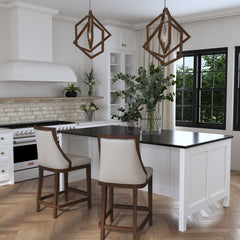Purcell White/Woodtone Leather Counter Stool - Ornate Home
