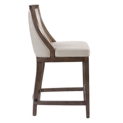 Purcell White/Woodtone Leather Counter Stool - Ornate Home