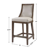 Purcell White/Woodtone Leather Counter Stool - Ornate Home
