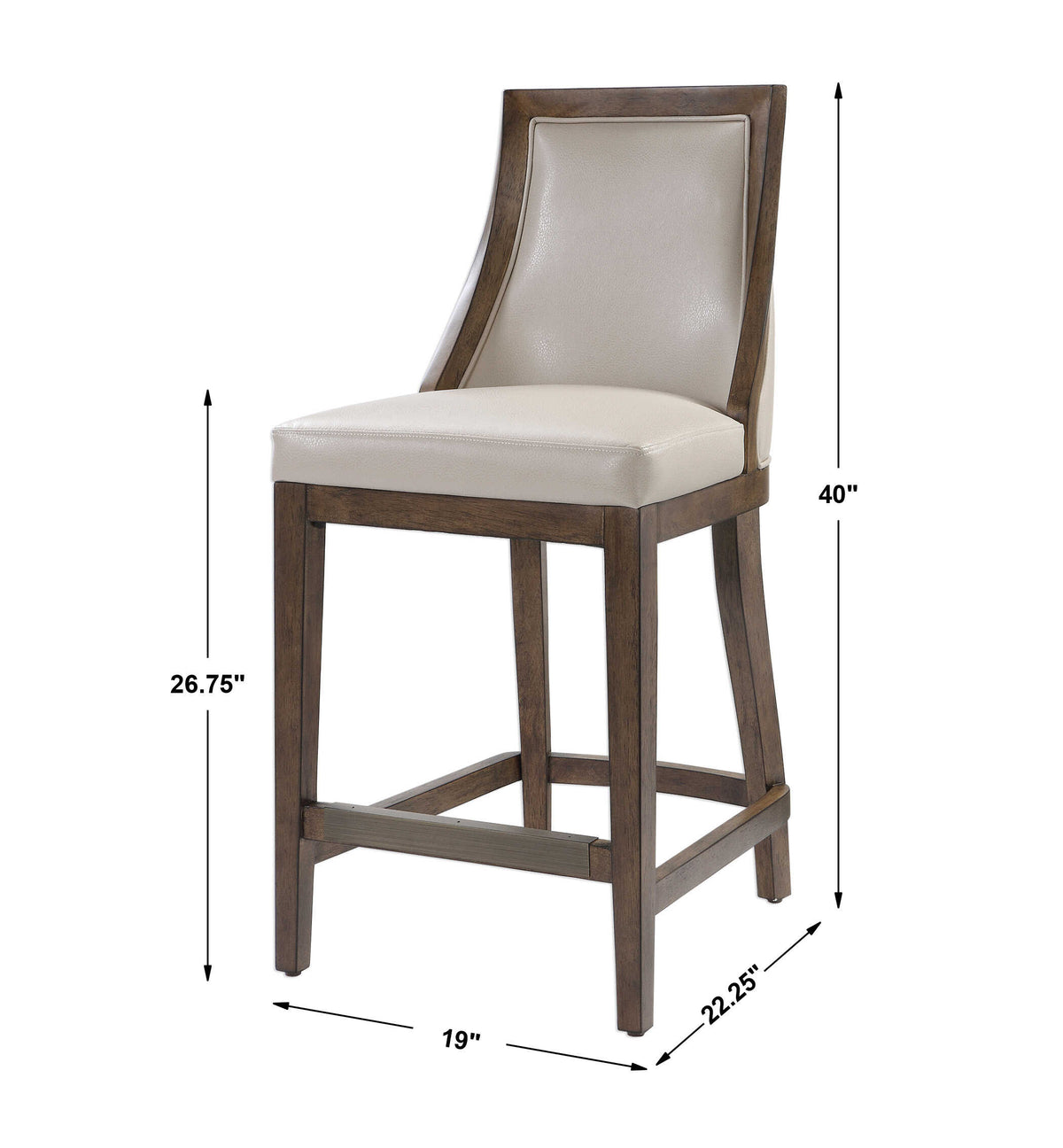 Purcell White/Woodtone Leather Counter Stool - Ornate Home