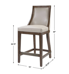 Purcell White/Woodtone Leather Counter Stool - Ornate Home
