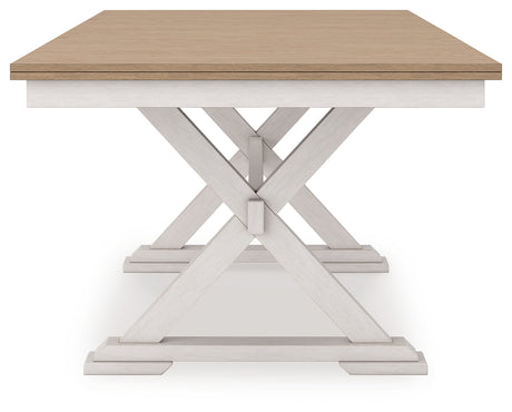 Purlaney Antique White/Natural Extension Dining Table, 4 Chairs and Bench - Ornate Home