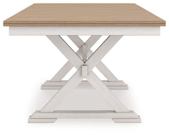 Purlaney Antique White/Natural Extension Dining Table, 4 Chairs and Bench - Ornate Home