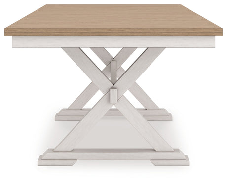 Purlaney Antique White/Natural Extension Dining Table, 4 Chairs and Bench - Ornate Home