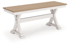 Purlaney Antique White/Natural Extension Dining Table, 4 Chairs and Bench - Ornate Home