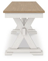 Purlaney Antique White/Natural Extension Dining Table, 4 Chairs and Bench - Ornate Home