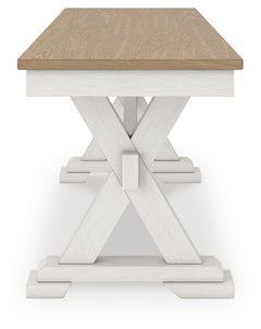 Purlaney Antique White/Natural Extension Dining Table, 4 Chairs and Bench - Ornate Home