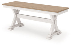 Purlaney Antique White/Natural Extension Dining Table, 4 Chairs and Bench - Ornate Home