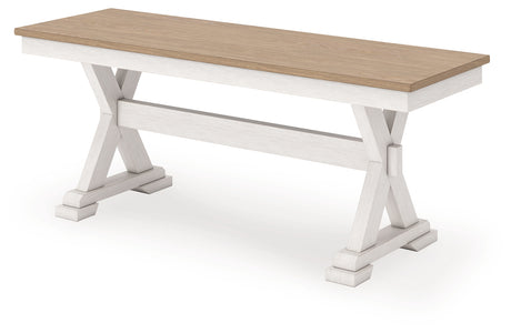 Purlaney Antique White/Natural Extension Dining Table, 4 Chairs and Bench - Ornate Home