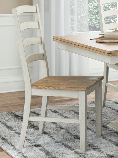 Purlaney Antique White/Natural Extension Dining Table, 4 Chairs and Bench - Ornate Home