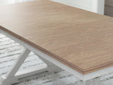 Purlaney Antique White/Natural Extension Dining Table, 4 Chairs and Bench - Ornate Home