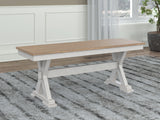 Purlaney Antique White/Natural Extension Dining Table, 4 Chairs and Bench - Ornate Home