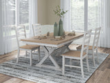 Purlaney Antique White/Natural Extension Dining Table and 4 Chairs (Online Special Price) - Ornate Home