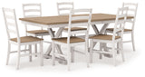 Purlaney Antique White/Natural Extension Dining Table and 6 Chairs (Online Special Price) - Ornate Home