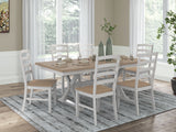 Purlaney Antique White/Natural Extension Dining Table and 6 Chairs (Online Special Price) - Ornate Home