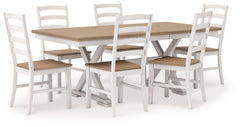 Purlaney Antique White/Natural Extension Dining Table and 6 Chairs - Ornate Home