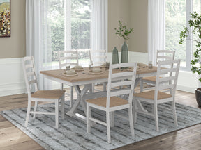 Purlaney Antique White/Natural Extension Dining Table and 6 Chairs - Ornate Home