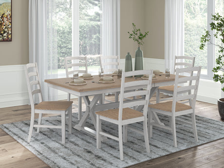 Purlaney Antique White/Natural Extension Dining Table and 6 Chairs - Ornate Home
