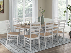 Purlaney Antique White/Natural Extension Dining Table and 8 Chairs - Ornate Home