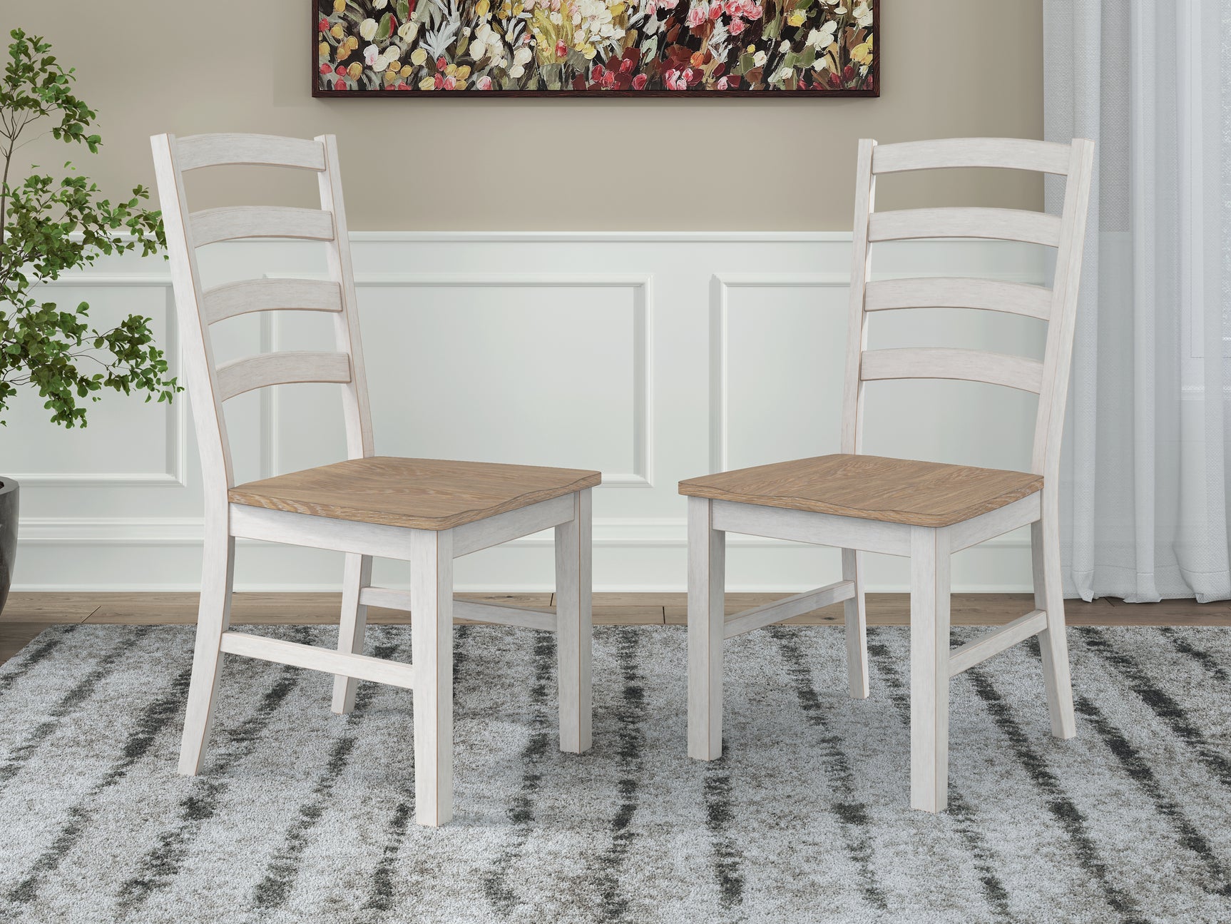 Purlaney Antique White/Natural Extension Dining Table and 8 Chairs - Ornate Home