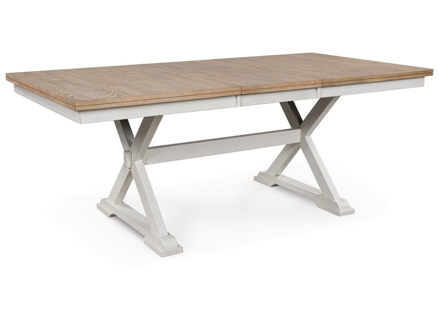 Purlaney Antique White/Natural RECT DRM Butterfly EXT Table (Online Special Price) - Ornate Home