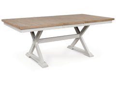 Purlaney Antique White/Natural RECT DRM Butterfly EXT Table - Ornate Home