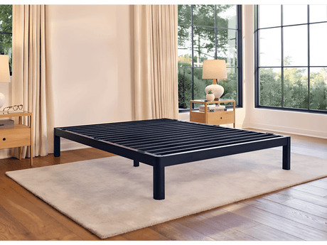 Purple Matte Black Twin XL Metal Platform Bed Frame - Ornate Home
