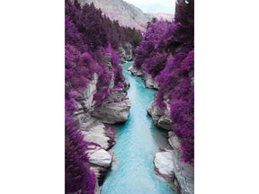 Purple Trees in Canyon Tempered Glass w / Foil Wall Art - Ornate Home